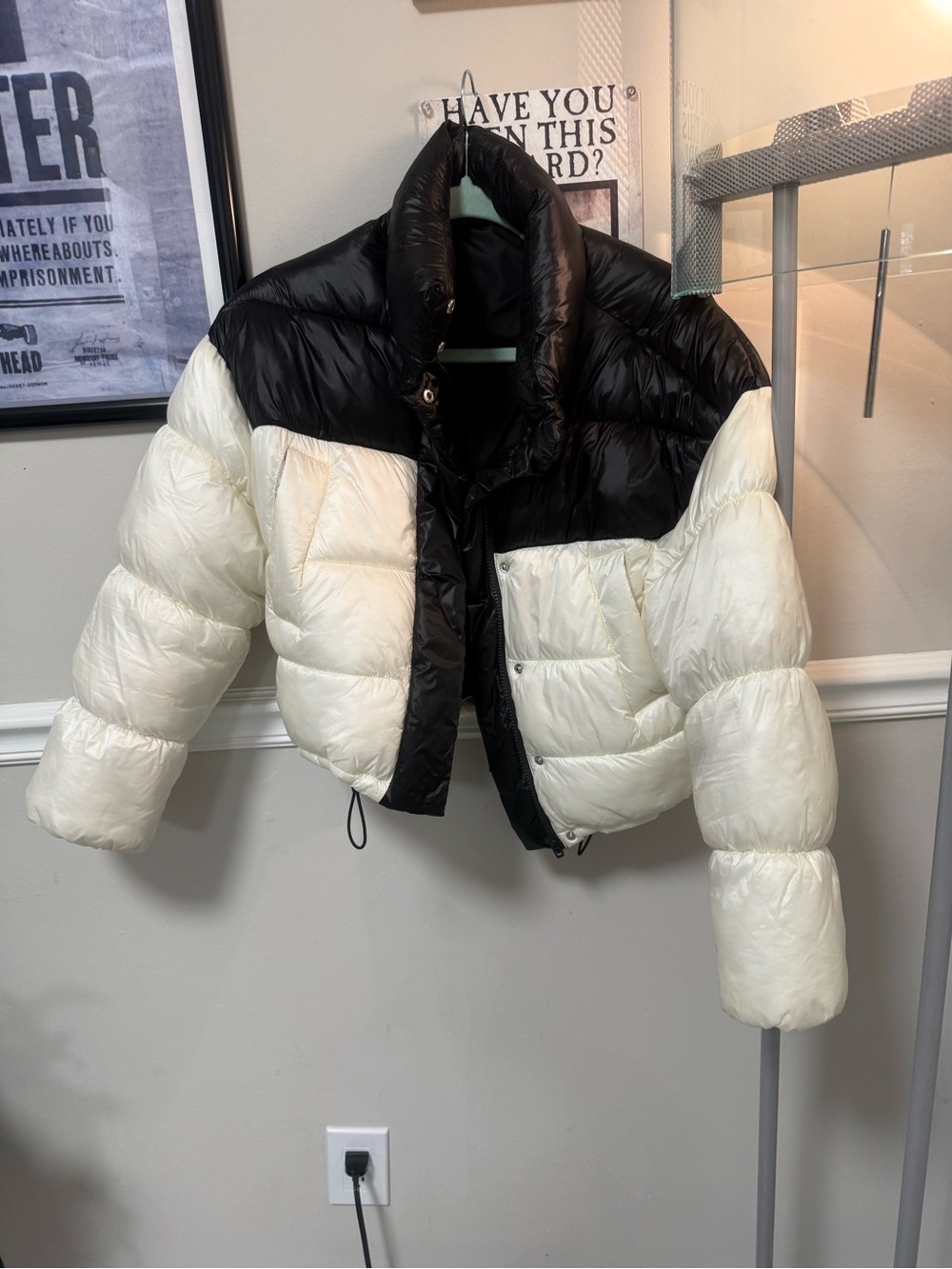 H&M Two-Tone Black and White Puffer Jacket